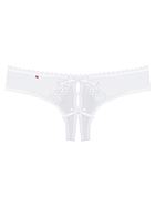 Romantic thong, open crotch, openwork lace